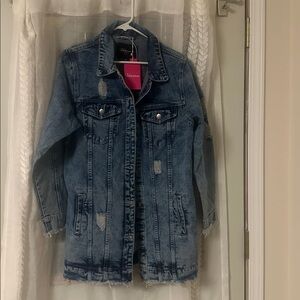 Victorious Men's Long Sleeve Button Up Distressed Denim Sh